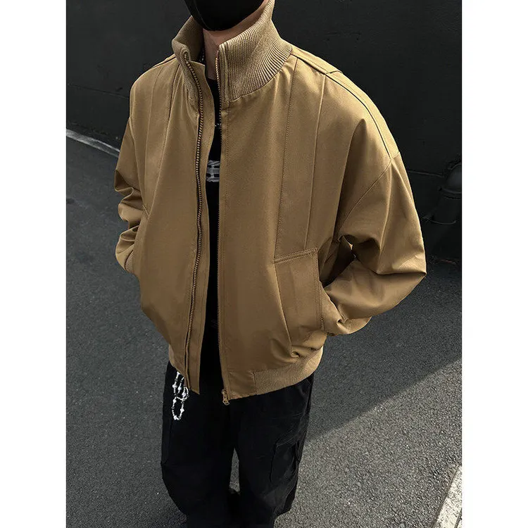 美式廓形飞行夹克男款春秋2025痞帅男装立领短款男士外套棒球服潮