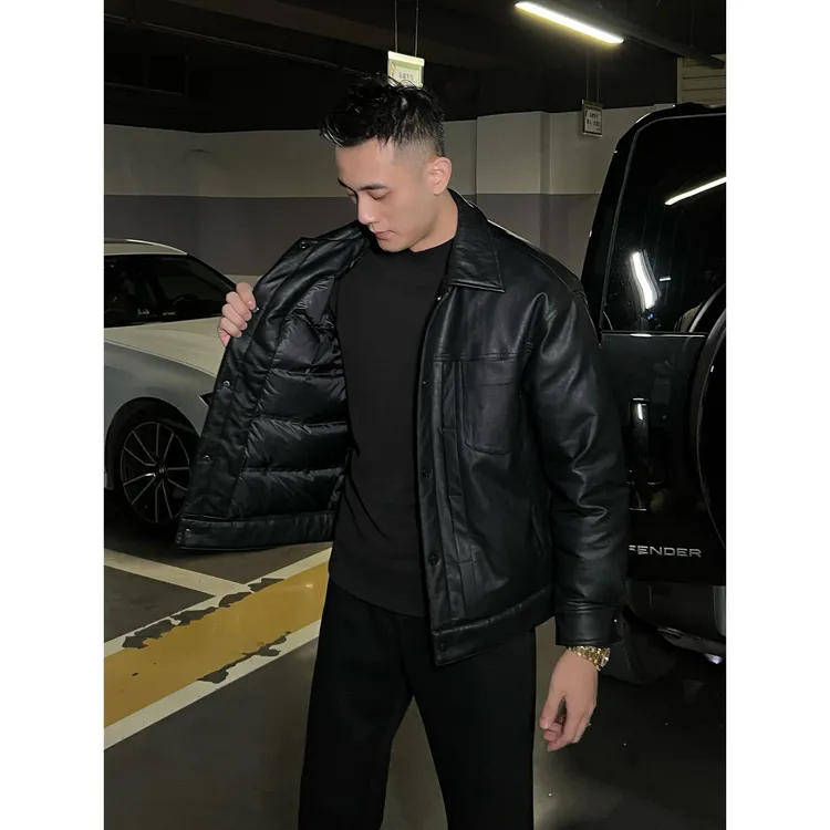 【冠什么希男装】冬季「 锋芒内敛」重磅质感短廓雅痞皮衣羽绒服外套