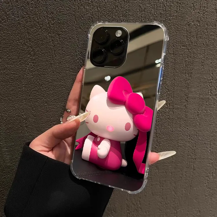 玫红kt猫手机壳适用iPhone17promax苹果14蝴蝶结13可爱16凯蒂猫15