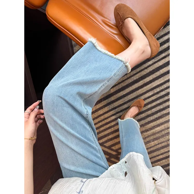 莱赛尔天丝牛仔裤女夏季薄款大码胖mm梨形身材显瘦冰丝凉凉直筒裤