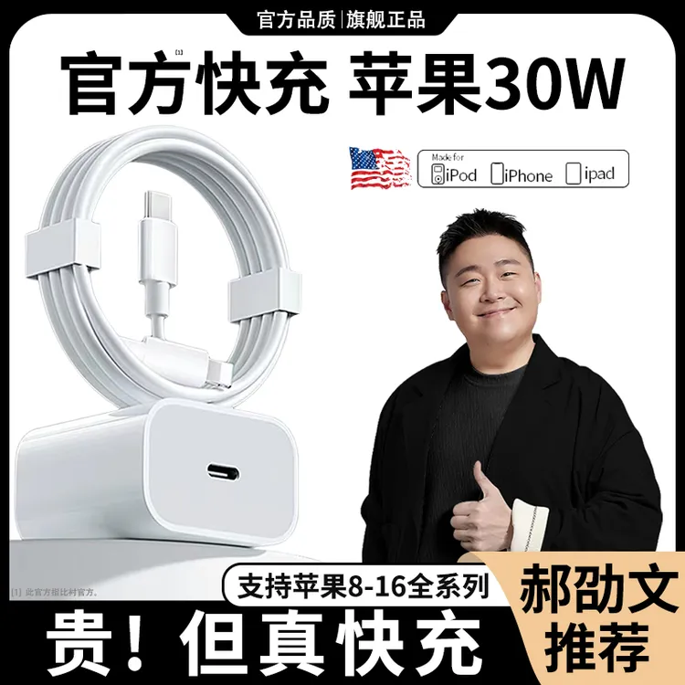 适用苹果30W正品快充头数据线充电器iPhone16/5/4原装手机平板2PD