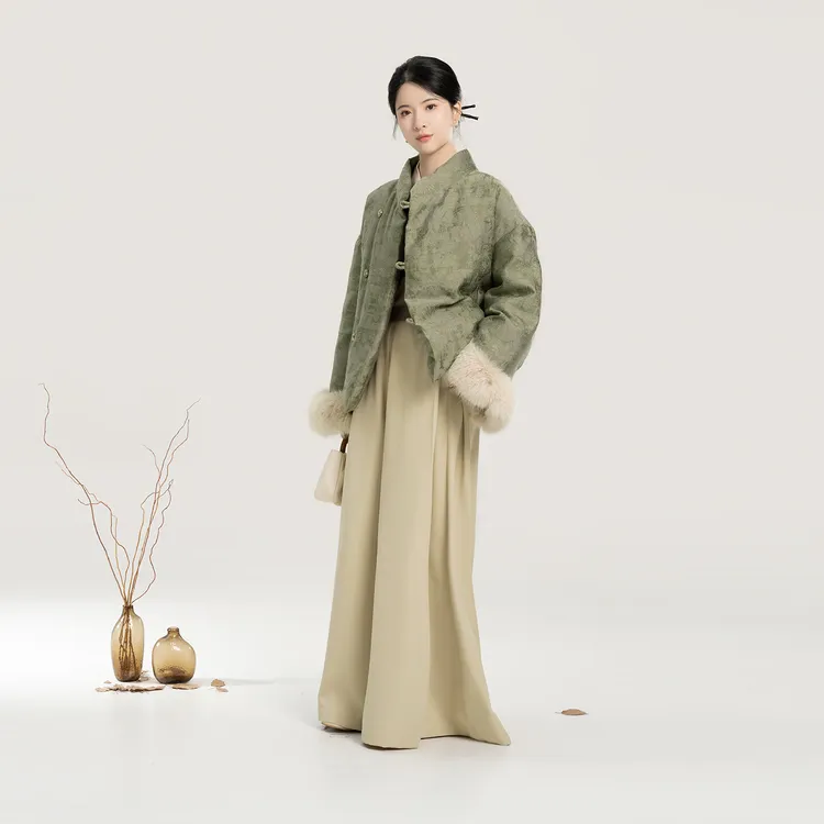 织造司[绒冬]新中式贵气超好看国风斜襟羽绒服女冬白鸭绒外套上衣