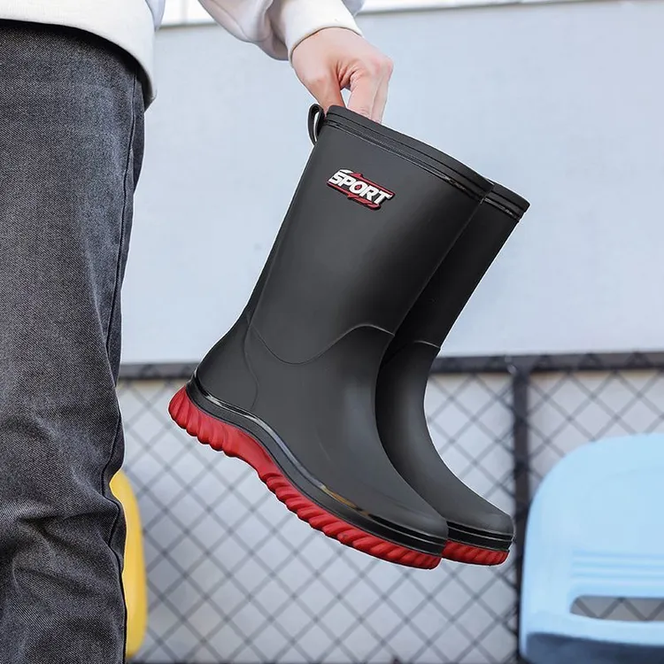 中筒雨靴男款外卖雨鞋防滑水鞋男士时尚外出防水胶鞋工作耐磨钓鱼