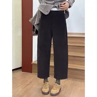 LANGQING 秋冬复古百搭粗坑条灯芯绒宽松休闲裤46968/47200#