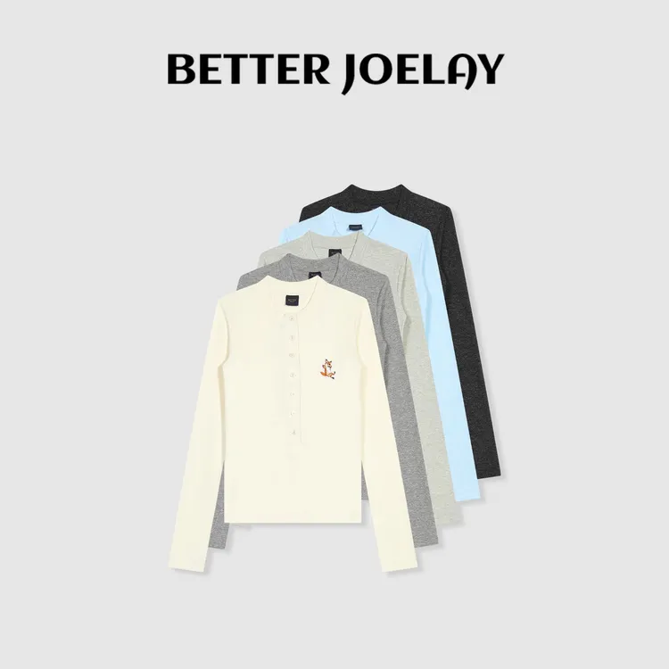BETTER JOELAY-【森语狐】时尚百搭T恤长袖慵懒简约KH3575