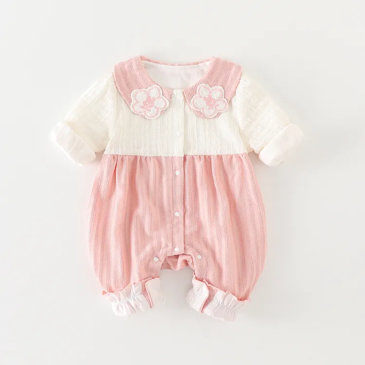 婴儿衣服秋装厂家批发超萌可爱女宝宝春秋季外出长袖双层哈衣爬服