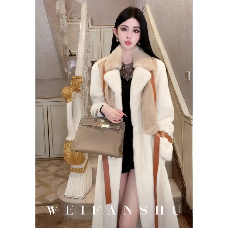 WEIFANSHU/魏凡舒【慢调伦敦】冬季新款高级感贵气时尚长款水貂外套