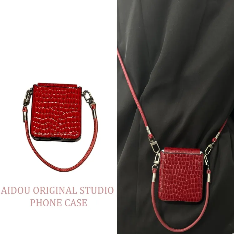 适用小米mixflip2手机壳折叠屏高级感鳄鱼纹手提斜挎防摔女保护套