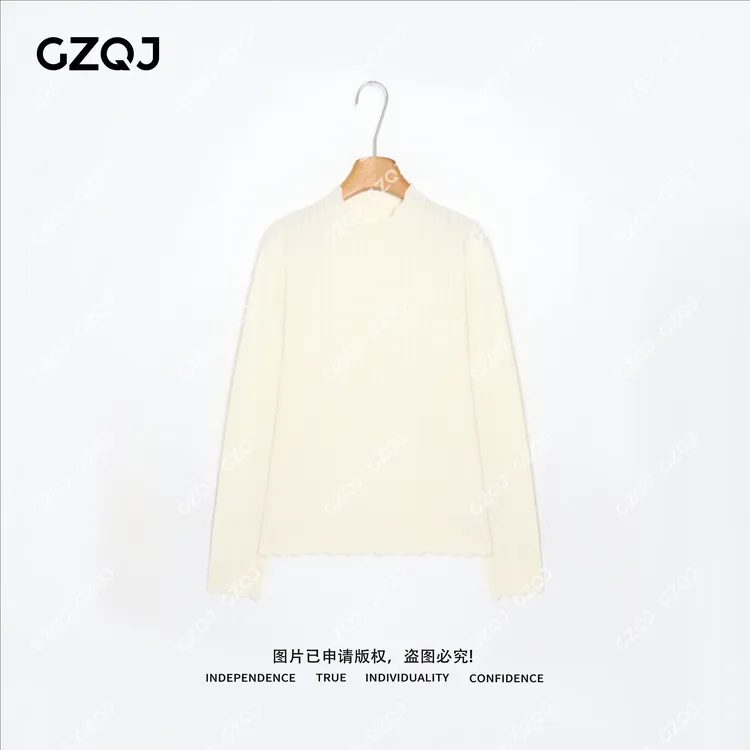 老琴私服【云浪轻吟】绵羊毛设计师波浪打底针织衫毛衣女冬款 79817