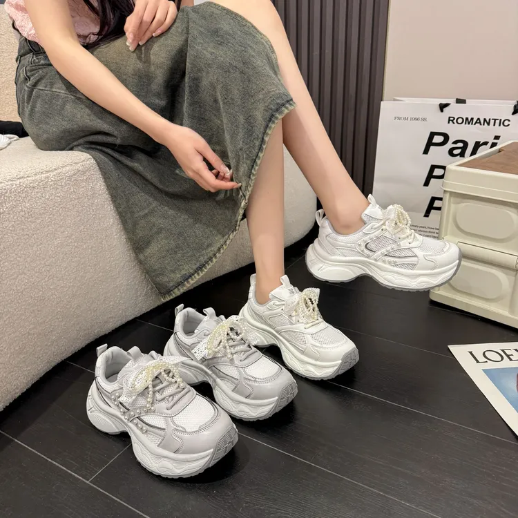 女鞋夏季薄款老爹鞋休闲鞋网面透气时尚休闲鞋百搭韩版时尚珍珠
