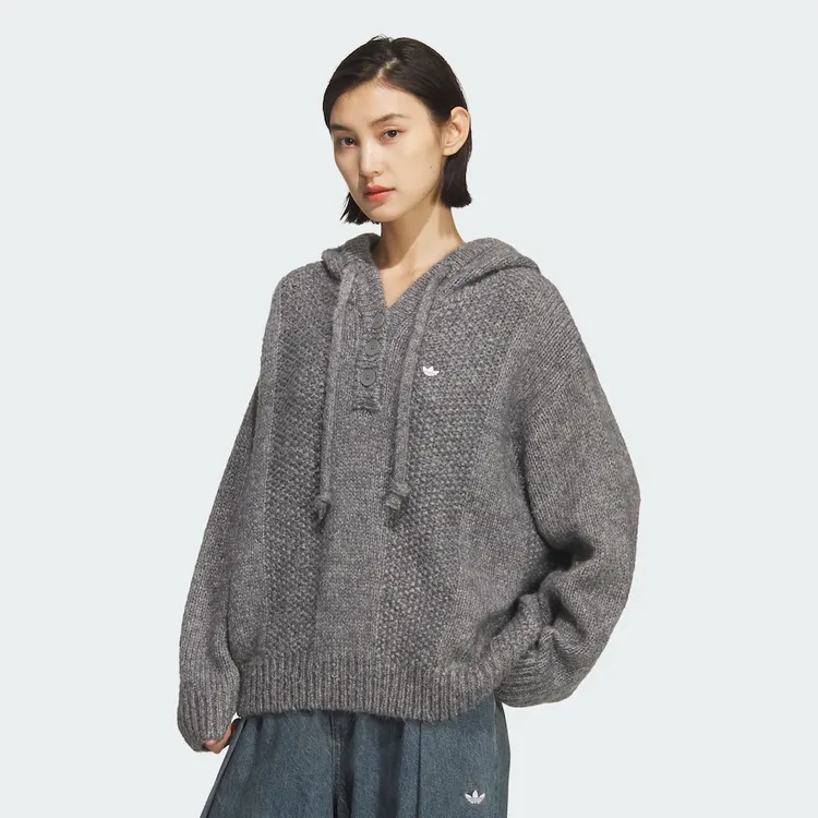 adidas/三叶草秋冬新款加厚针织连帽套头衫KS5967