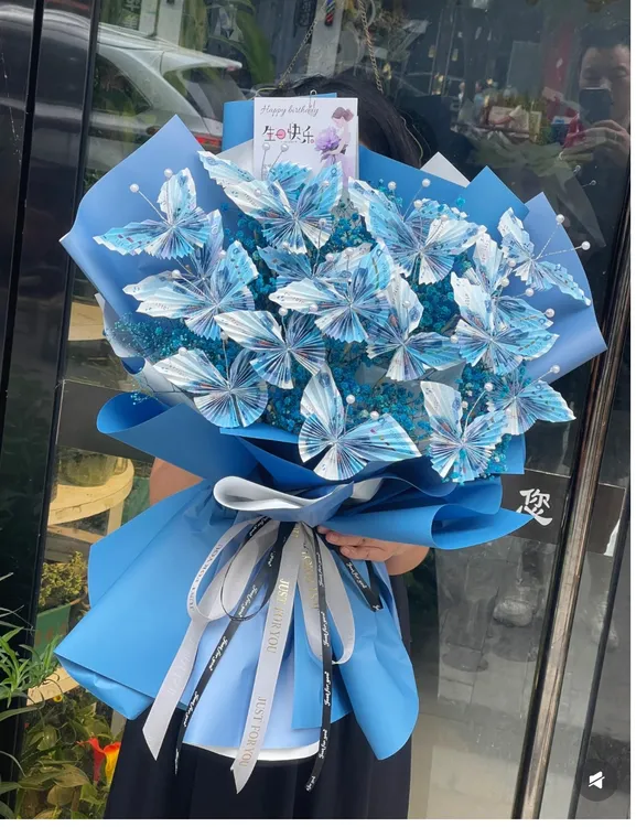 有钱花真花鲜花创意花束生日送女友男友老公全国同城附近花店制作