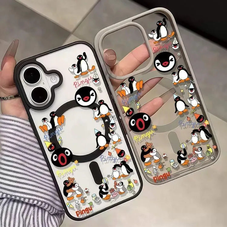 奥菲顿满屏pingu企鹅适用iPhone17/16pro苹果15/14/13磁吸手机壳