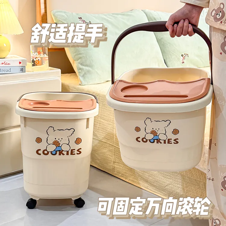 带轮泡脚桶家用过小腿高深桶过膝加热便携加厚保温足浴桶冬天洗脚
