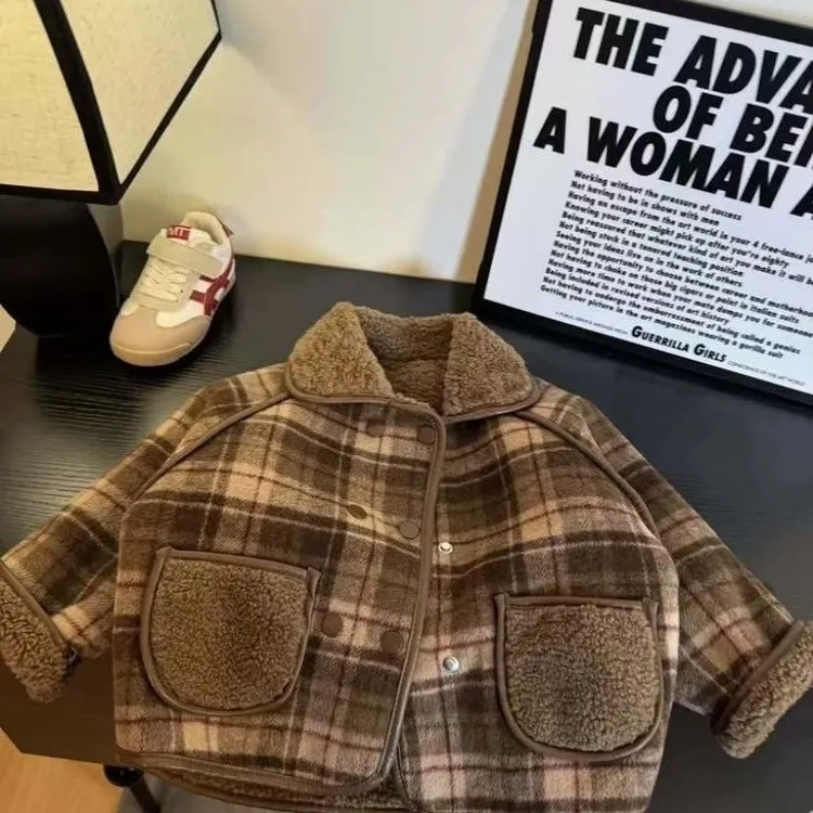 【咖格双排大衣】秋冬儿童外套加绒宝宝男女童翻领洋气双排扣上衣