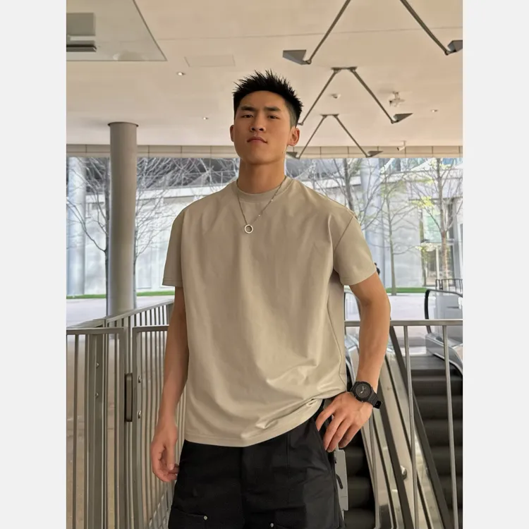 【SFANG】美式休闲纯色百搭T仿梭棉健身运动冰皮速干弹力圆领短袖