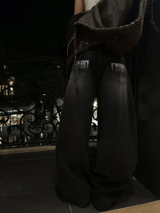 可可不加酱【纽约夜市】闪钻设计时尚百搭设计牛仔裤LWJ25D4K3278