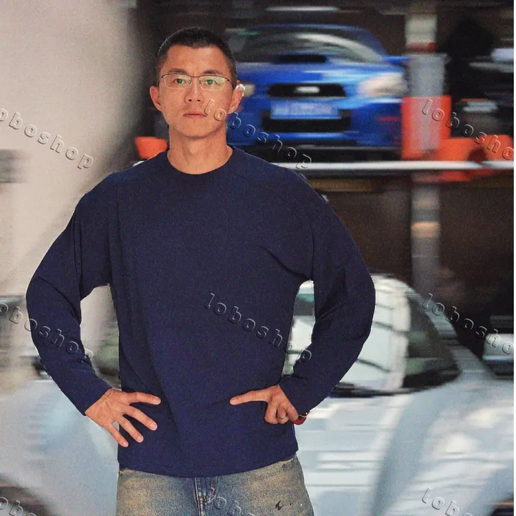 陈震同款秋季男士天丝莫代尔落肩设计长袖 打底衫宽松百搭休闲