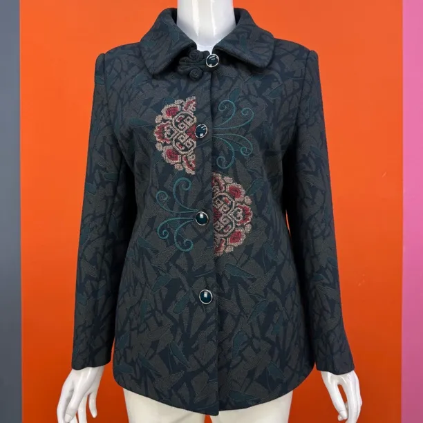 春季新款短外套加衬里翻领开衫长袖双兜中老年女装时尚妈妈上衣