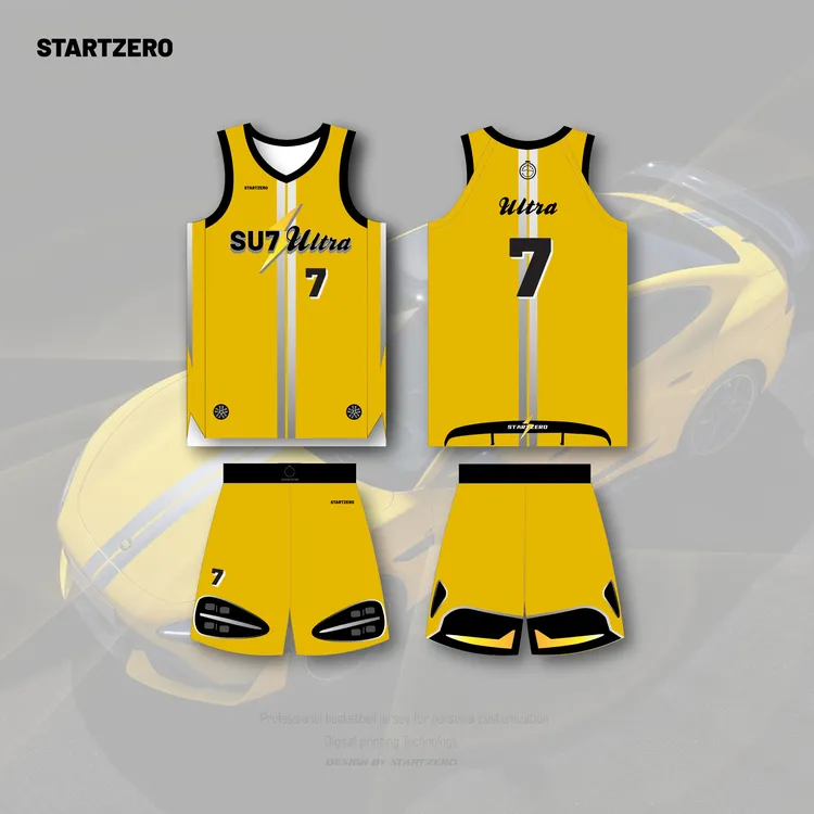 SU7 Ultra高阶球员版球衣蝴蝶肩加厚美式篮球服成人数码印定制
