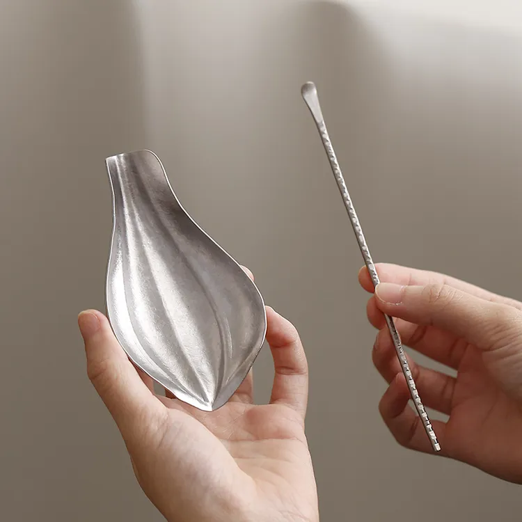 纯钛茶则单个高档茶荷茶拨功夫茶具配件茶勺分茶取茶器茶道六君子