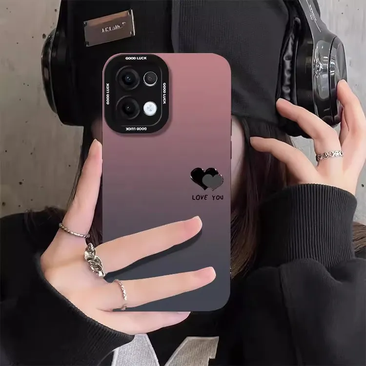 适用oppofindx9pro手机壳新款x8ultra防摔保护套简约黑粉渐变爱心