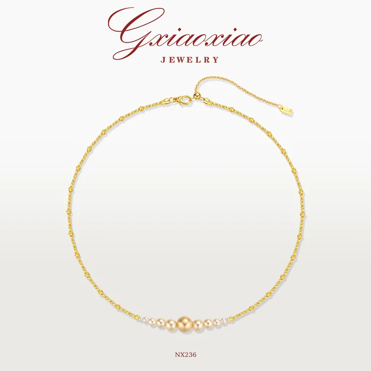 G XIAOXIAO项链气质法式高级百搭渐变大小珠子锁骨项链 NX236