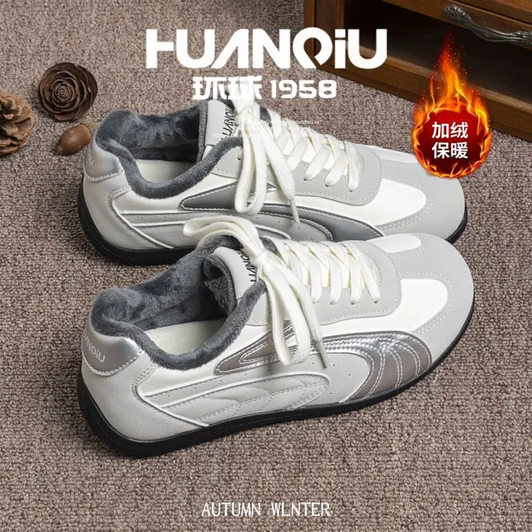 HUANQIU/环球赛车鞋女2025冬季新款加绒保暖二棉鞋内增高德训鞋子