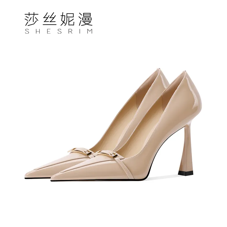 「8cm/6cm」2025春季上新真皮时尚风女鞋百搭款单鞋浅口细高跟尖头