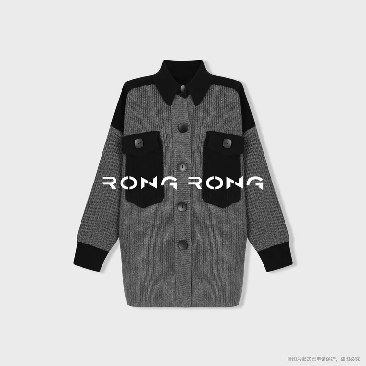 溶溶【优雅大方】RONGRONG 26支100绵羊毛开衫毛衣 RR37083-1.6S001