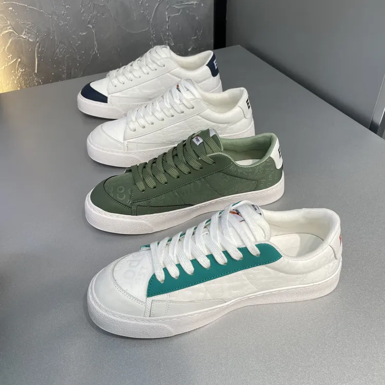 春秋新款男士布面拼接潮流男鞋休闲时尚流行百搭低帮潮鞋皮鞋码