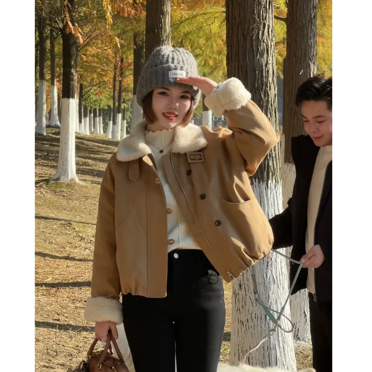 MY【翻领羽绒】新国标90白鸭绒冬季新款韩系糕毛翻领加厚羽绒服外套