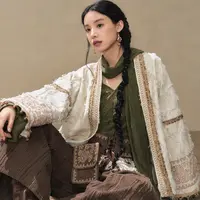 七月夕【风蚀苔衣】汉服民族风对襟短袄内搭交领上衣阔腿裤国风时尚