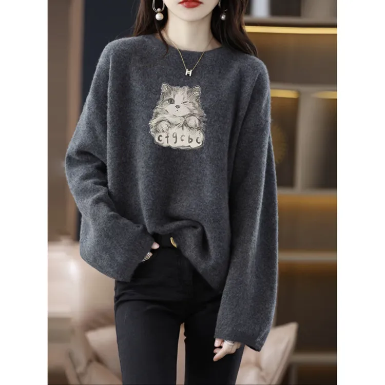 高级感小众加厚长袖上衣女春秋宽松慵懒风内搭上衣时尚打底T恤女