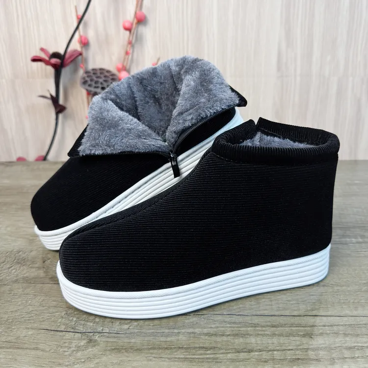 冬季男士棉鞋老北京布鞋加绒加厚中老年手工布棉鞋老人保暖鞋防滑