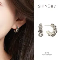 萱子 锌合金仿水晶耳饰 萱子精致幽深绿色耳饰异色水钻质感高级