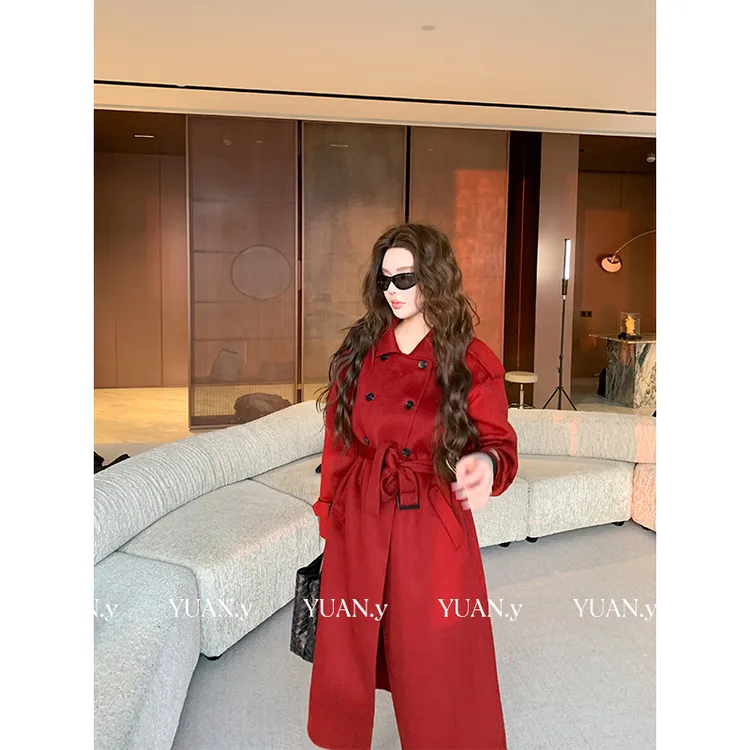 媛媛 【利兹新贵】2025年秋冬新款全羊毛大衣女中长款韩外套#DY0162