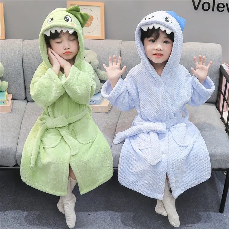 儿童浴袍春秋冬睡袍加厚带帽斗篷吸水速干游泳洗澡可穿式吸水浴巾