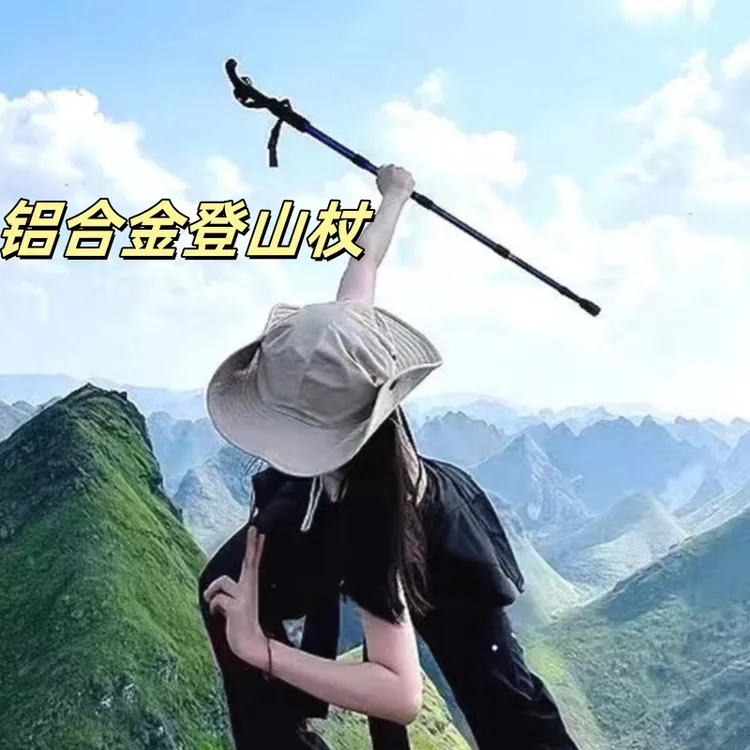 登山杖手杖爬山杖专业登山棍铝合金伸缩户外徒步减震超轻拐杖防滑