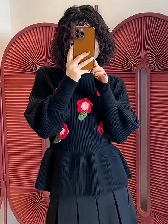 韩版慵懒风高级感显瘦针织衫冬季时髦复古减龄时尚百搭气质毛衣女