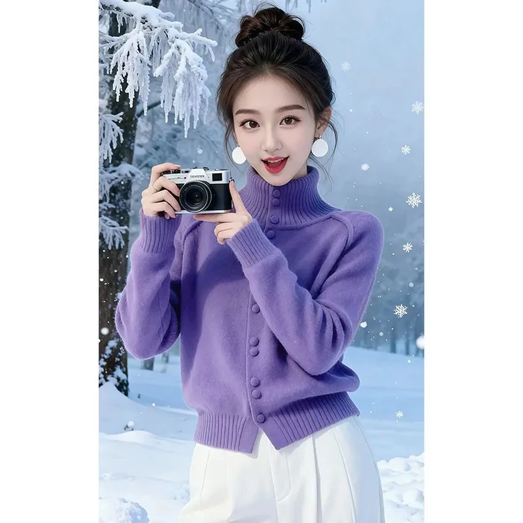 兹伊翰【雪地奇缘】韩系氛围感针织衫女士2026秋冬新款保暖御寒毛衣