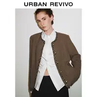【HOT】UR2025秋季新款女装流光风气质双口袋纽扣外套UWG150135