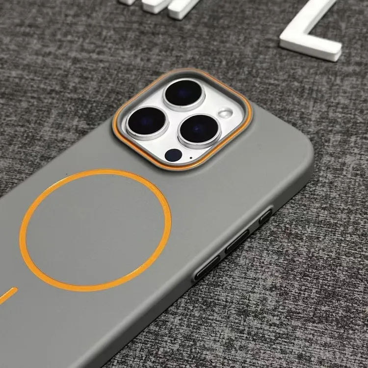 简约撞色镜框适用苹果16promax磁吸手机壳iPhone15防滑防摔14/13