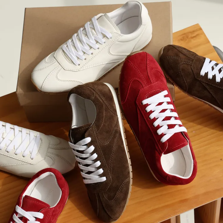 Inking Pot复古真皮平底德训鞋女舒适百搭阿甘鞋女鞋小白鞋