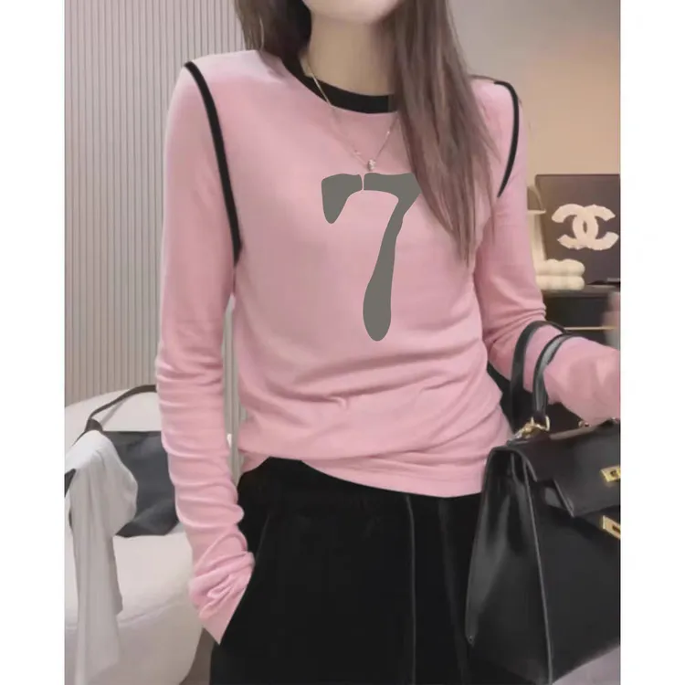 秋冬大码胖mm双面德绒保暖长袖T恤女士韩版简约修身显瘦印花上衣