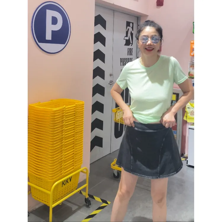 假两件牛仔瑜伽短裙