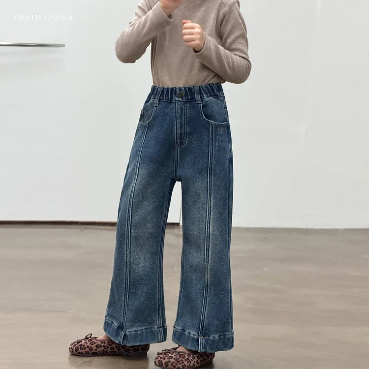 「麦麦秋」【在线牛仔】高弹牛仔女中大童冬季百搭喇叭牛仔裤GD2674