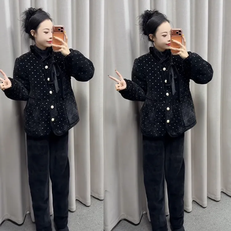 2025秋冬新款时尚显瘦气质网红高档套装女高级百搭宽松大码两件套