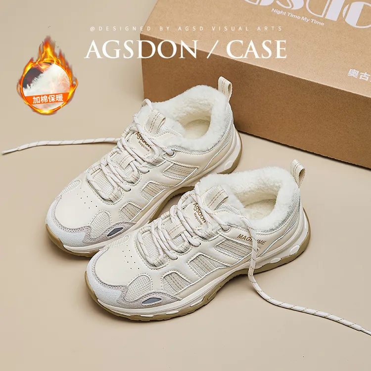 奥古狮登加绒老爹鞋女款2025秋冬保暖低帮雪地靴软底跑步运动鞋xx