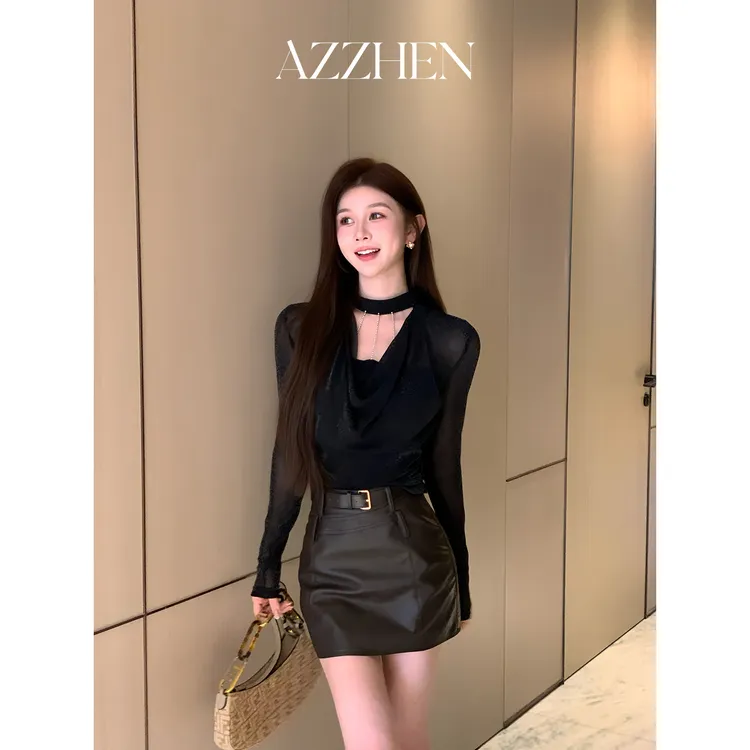 AZZHEN【摩登引力】复古时尚荡领上衣AZ5BSS22